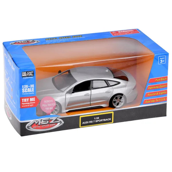 Audi RS 7 Sportback fém modellautó 1:35, hang-fény, visszahúzós