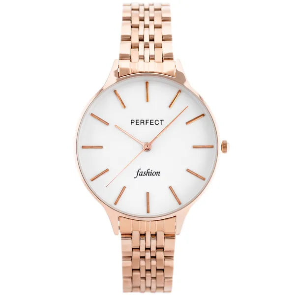 Női karóra 36 mm, rózsaarany fémszíj, ezüst számlap, quartz