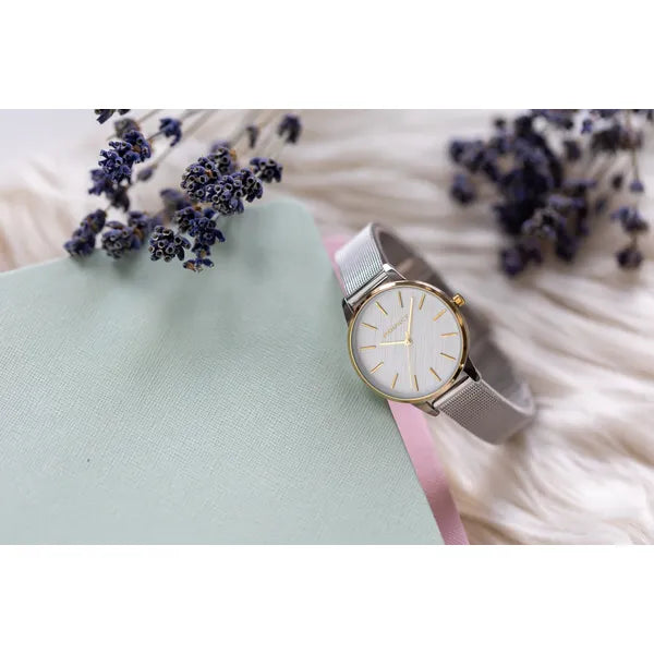 Perfect női kvarc karóra, 34 mm ezüst/arany tok, fémszíj, díszdoboz