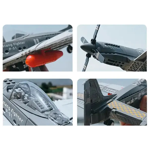 258 darabos P-51 Mustang vadászgép építőkocka készlet gyerekeknek