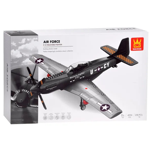 258 darabos P-51 Mustang vadászgép építőkocka készlet gyerekeknek