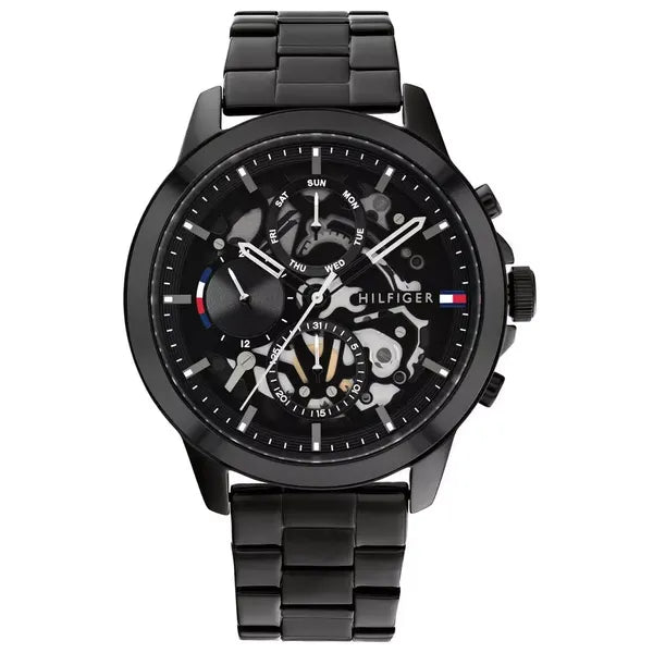 Tommy Hilfiger Henry férfi karóra, fekete acél, 44 mm, WR50