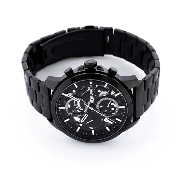 Tommy Hilfiger Henry férfi karóra, fekete acél, 44 mm, WR50