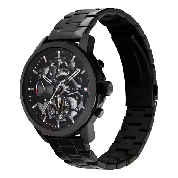 Tommy Hilfiger Henry férfi karóra, fekete acél, 44 mm, WR50