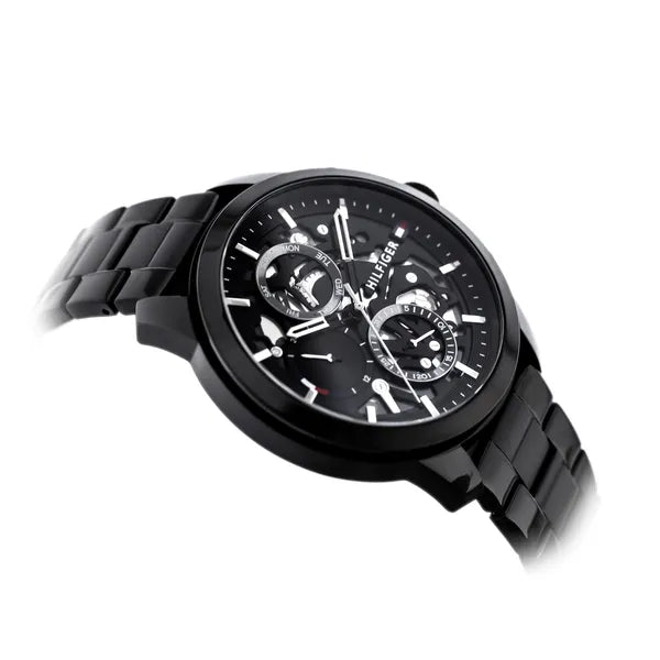 Tommy Hilfiger Henry férfi karóra, fekete acél, 44 mm, WR50