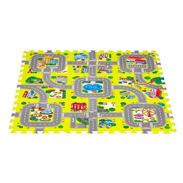 Habszőnyeg gyerekeknek város, 9 elem, 90.5x90.5cm IPLAY | 0395