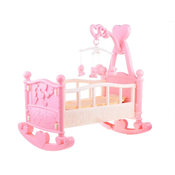 Műanyag baba bölcső és ágy 42 cm-ig, körhintával, kiegészítőkkel