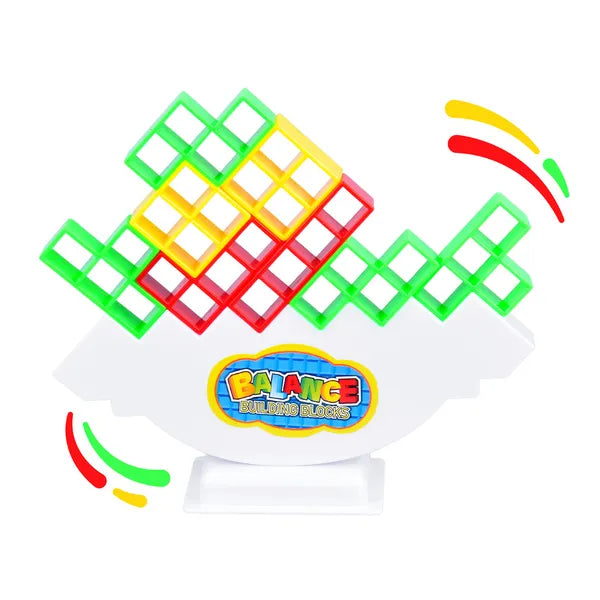 3D egyensúlyozó torony játék, 16 színes blokk + 22 kártya