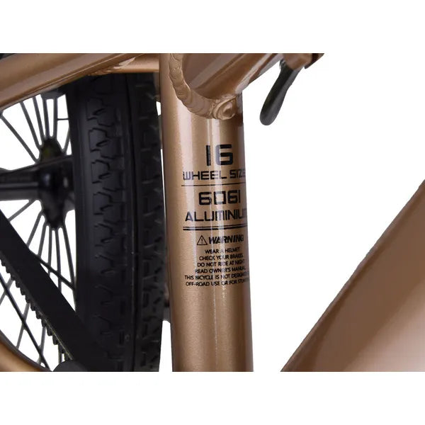 16” könnyű gyerek kerékpár alumínium vázzal, szíjhajtással, arany