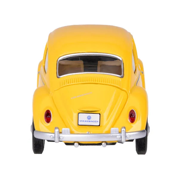 Volkswagen Bogár 1967 fém modell 1:36, sárga, hang-fény, lendkerekes