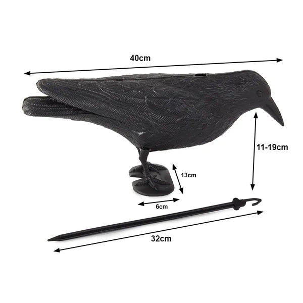 Élethű varjú madárriasztó műanyag figura, 40 cm, akasztható