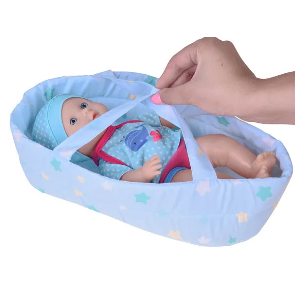 Baba hordozóval, ivó- és pisilő funkcióval, 30 cm