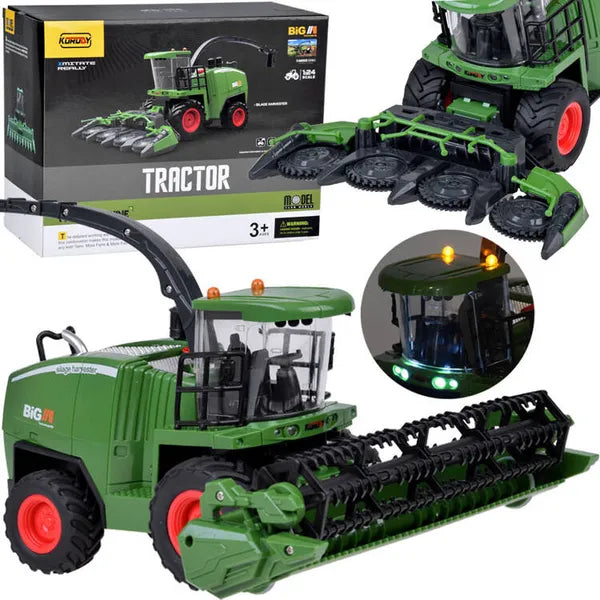 3 az 1-ben zöld kombájn játék traktor hang- és fényhatással, 21 cm