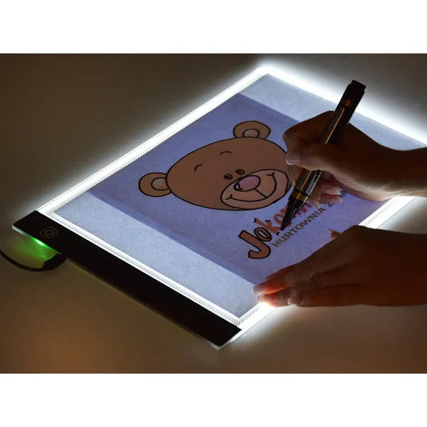 LED megvilágítású A4 rajztábla gyerekeknek, 3 fényerő, USB