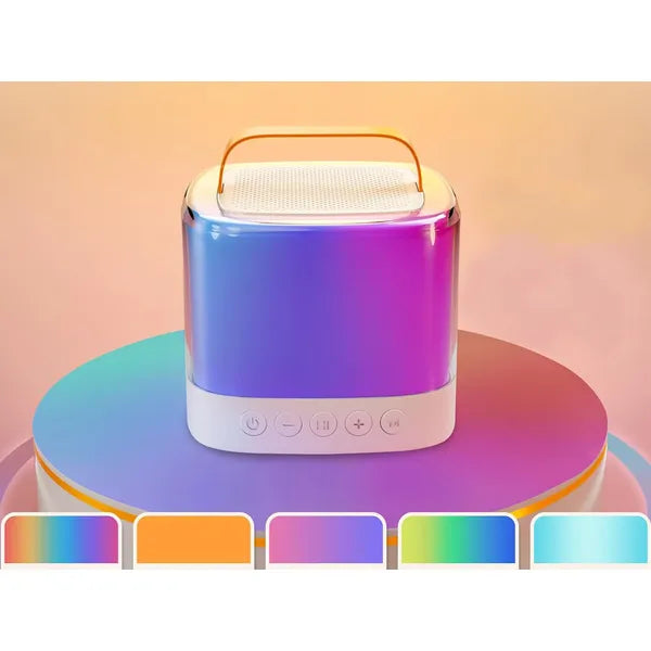 Hordozható Bluetooth karaoke hangszóró RGB fényekkel, 2 mikrofonnal