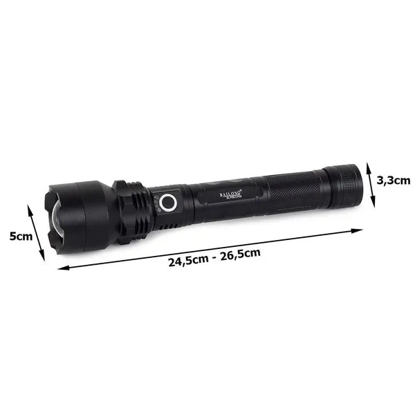 Bailong taktikai zseblámpa XHP50 LED, 1000 m zoom, USB, 2×26650