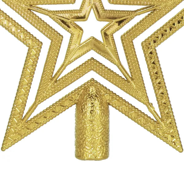 Karácsonyi arany csúcsdísz csillag, PP, 14,5 cm