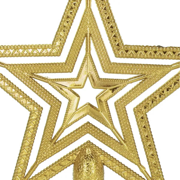 Karácsonyi arany csúcsdísz csillag, PP, 14,5 cm