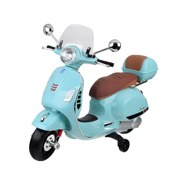 Gyerek elektromos Vespa GTS Super robogó 12 V, 2×30 W motor, oldalkerekek