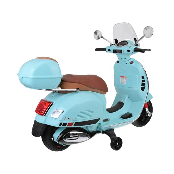 Gyerek elektromos Vespa GTS Super robogó 12 V, 2×30 W motor, oldalkerekek