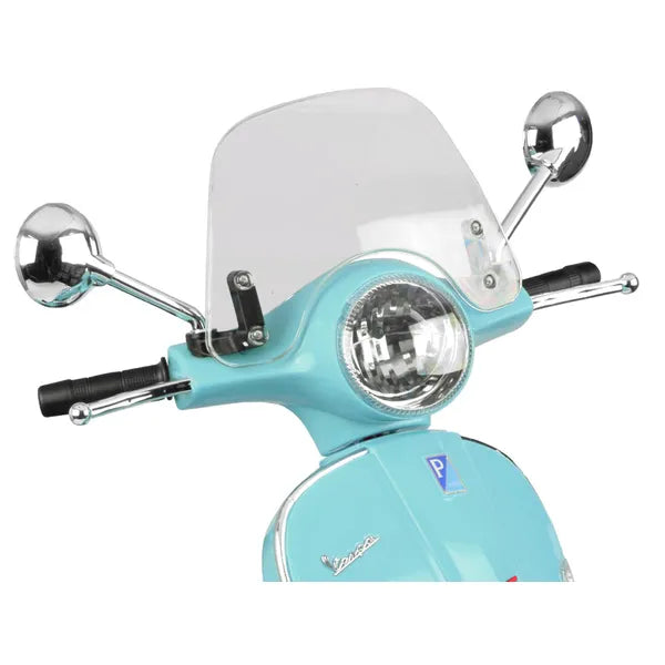 Gyerek elektromos Vespa GTS Super robogó 12 V, 2×30 W motor, oldalkerekek