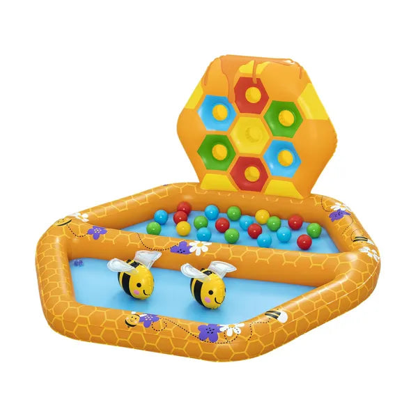 Bestway felfújható méhsejtes baba játszóközpont labdákkal, 127×119×61 cm