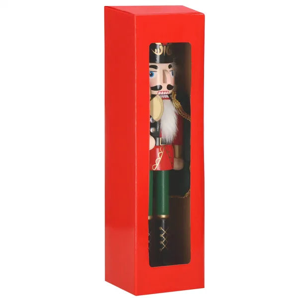 Fa diótörő figura karácsonyi dekoráció, piros-fekete, 38 cm