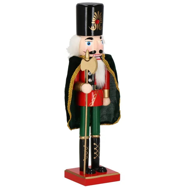 Fa diótörő figura karácsonyi dekoráció, piros-fekete, 38 cm