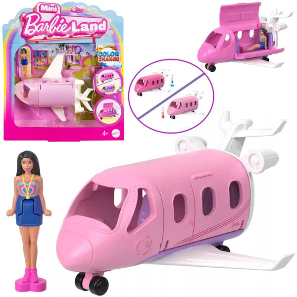 Mini BarbieLand repülőgép színváltós játékszett 3,5 cm babával, 4+