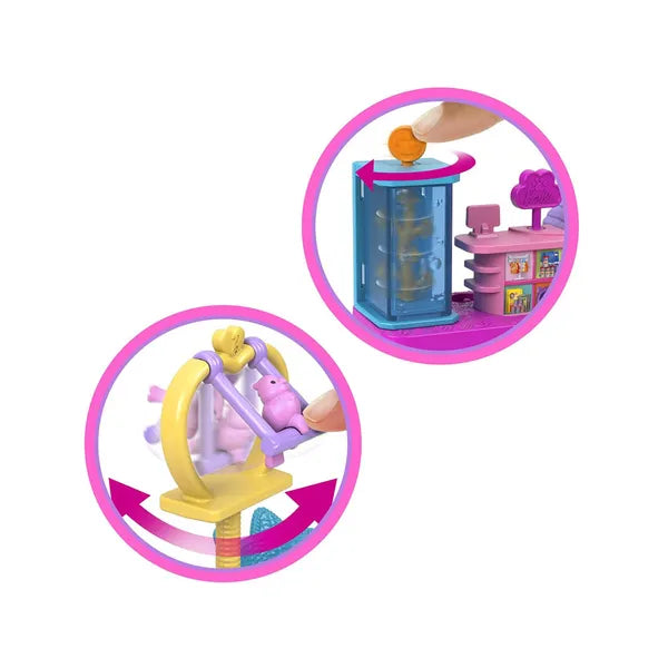 Mattel Mini Barbie Land állatorvosi játékszett baba + 4 kisállat, hordozható