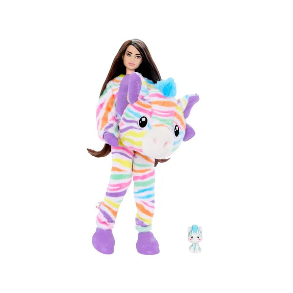 Barbie Cutie Reveal szivárvány zebra baba 29 cm, színváltós kiegészítőkkel