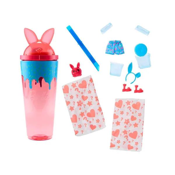 Barbie Pop Reveal Shakes illatos baba nyuszival, slime-mel és 8 meglepetéssel