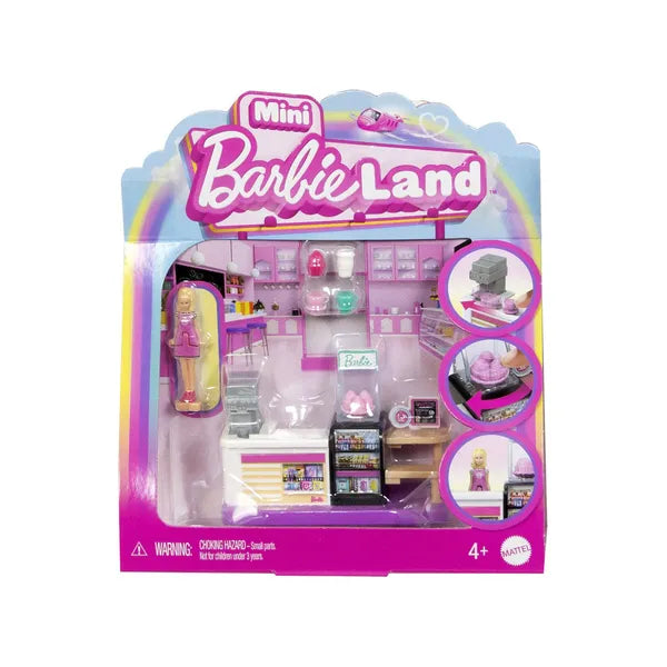 Barbie Mini BarbieLand pékség játékszett 3,5 cm babával, vitrinnel