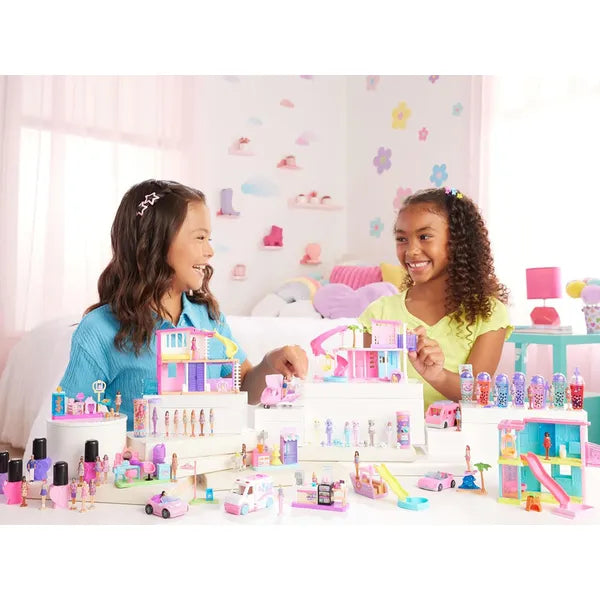 Mini BarbieLand rózsaszín színváltós kabrió autó 3,8 cm Barbie babával