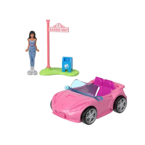 Mini BarbieLand rózsaszín színváltós kabrió autó 3,8 cm Barbie babával