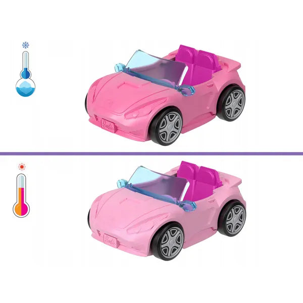 Mini BarbieLand rózsaszín színváltós kabrió autó 3,8 cm Barbie babával