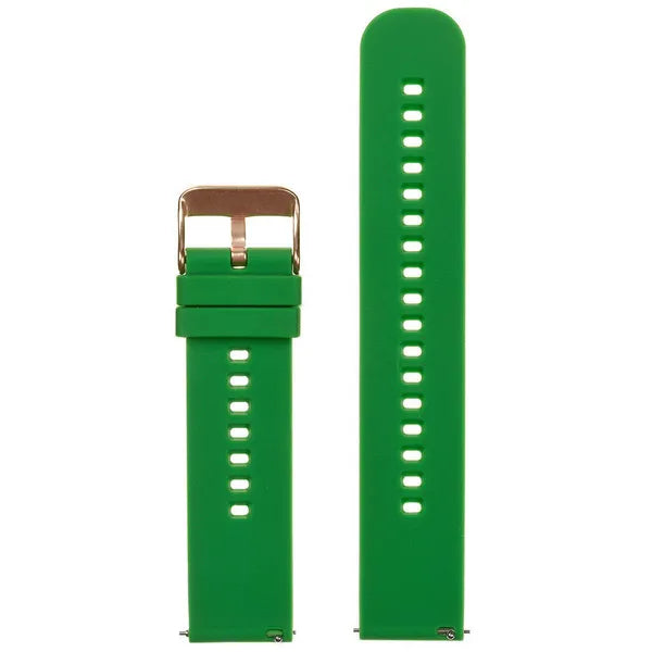 Zöld szilikon óraszíj 20 mm, rózsaarany csattal, gyorskioldós
