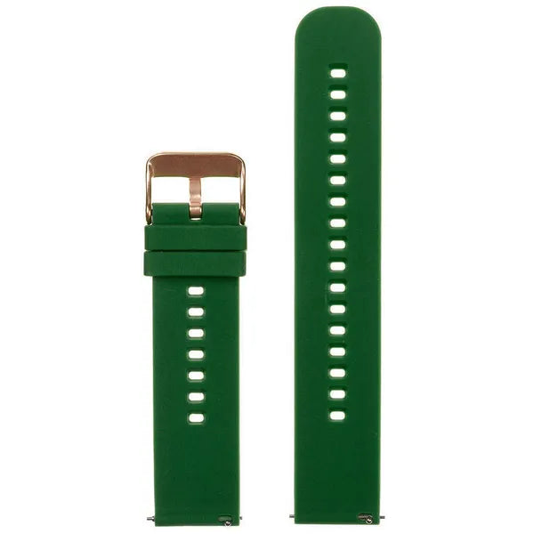 Gumiszíj órához, 22 mm, sötétzöld, rózsaarany gyorskioldó csat