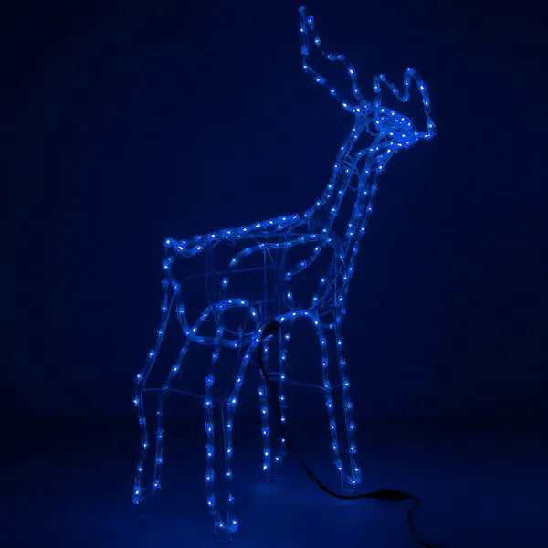 Karácsonyi LED rénszarvas dísz, 90 cm, 216 kék LED, IP44, beltér/kültér