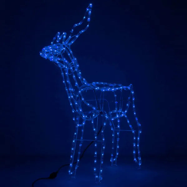 Karácsonyi LED rénszarvas dísz, 90 cm, 216 kék LED, IP44, beltér/kültér