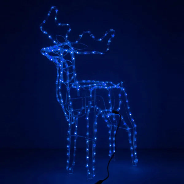 Karácsonyi LED rénszarvas dísz, 90 cm, 216 kék LED, IP44, beltér/kültér