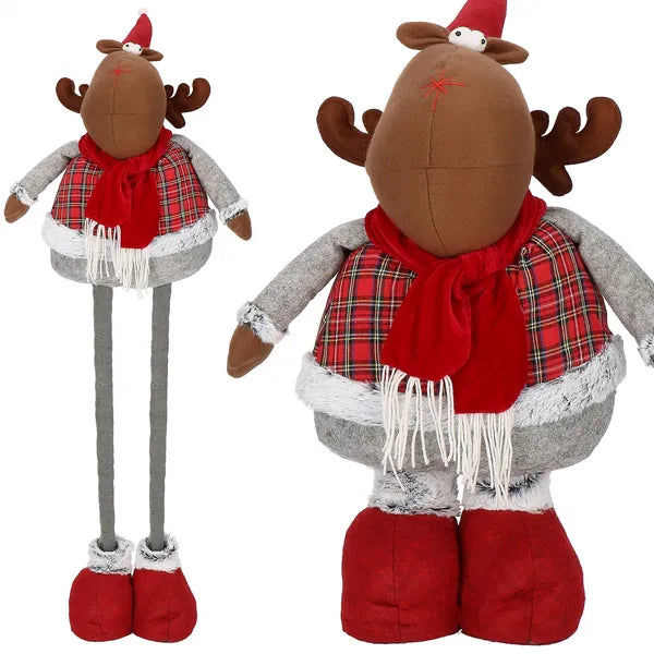 Karácsonyi textil rénszarvas dísz, teleszkópos láb, 55-95 cm