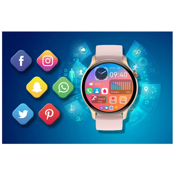 Női okosóra Rubicon RNCF10 1.43'' AMOLED, Bluetooth hívás, IP67, rózsaarany