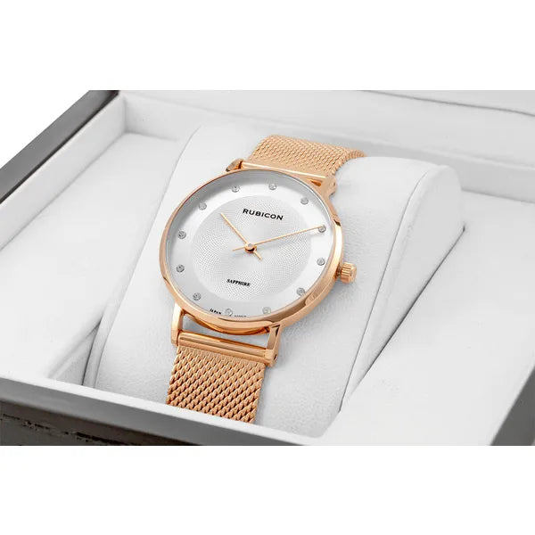 Női rozéarany karóra zafírüveggel, Miyota quartz, 31 mm