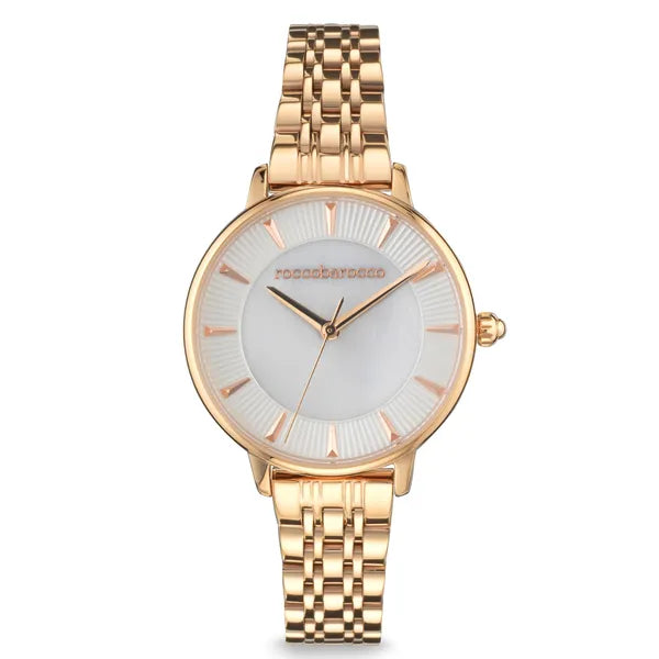 RoccoBarocco női karóra box szett, rózsaarany, 32mm, gyöngyház számlap