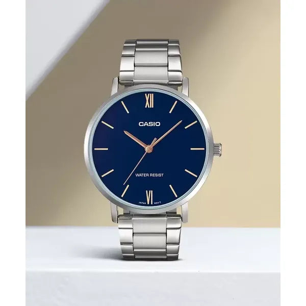 Casio LTP-VT01D-2B női karóra, nemesacél szíj, kék számlap, WR30