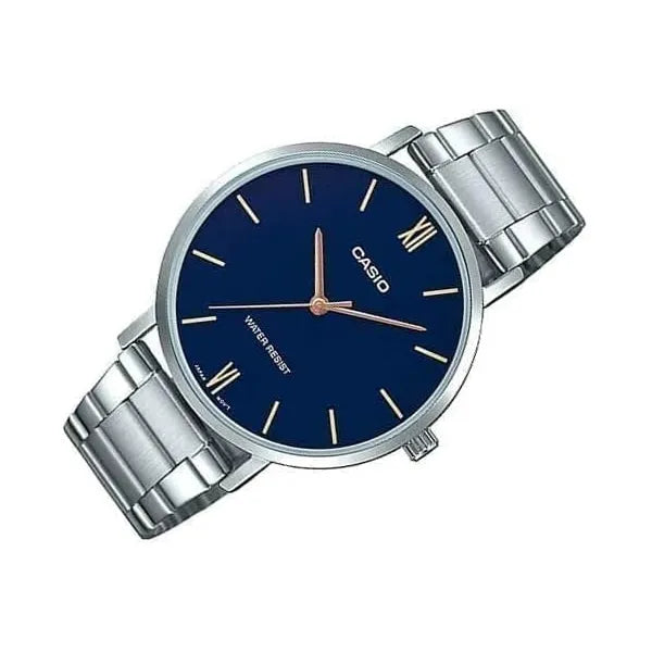 Casio LTP-VT01D-2B női karóra, nemesacél szíj, kék számlap, WR30