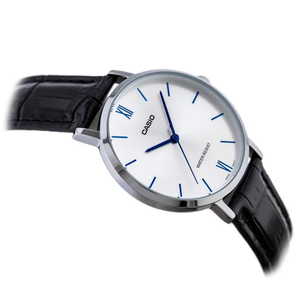 Casio LTP-VT01L-7B1 női kvarc óra, bőr szíj, ezüst számlap