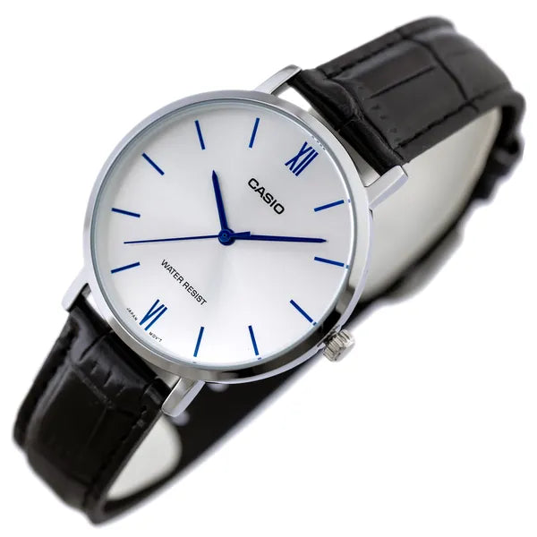 Casio LTP-VT01L-7B1 női kvarc óra, bőr szíj, ezüst számlap
