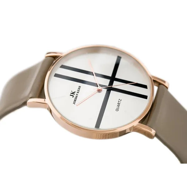 Jordan Kerr Simple női karóra, rosegold tok, bézs szövet szíj, 41 mm